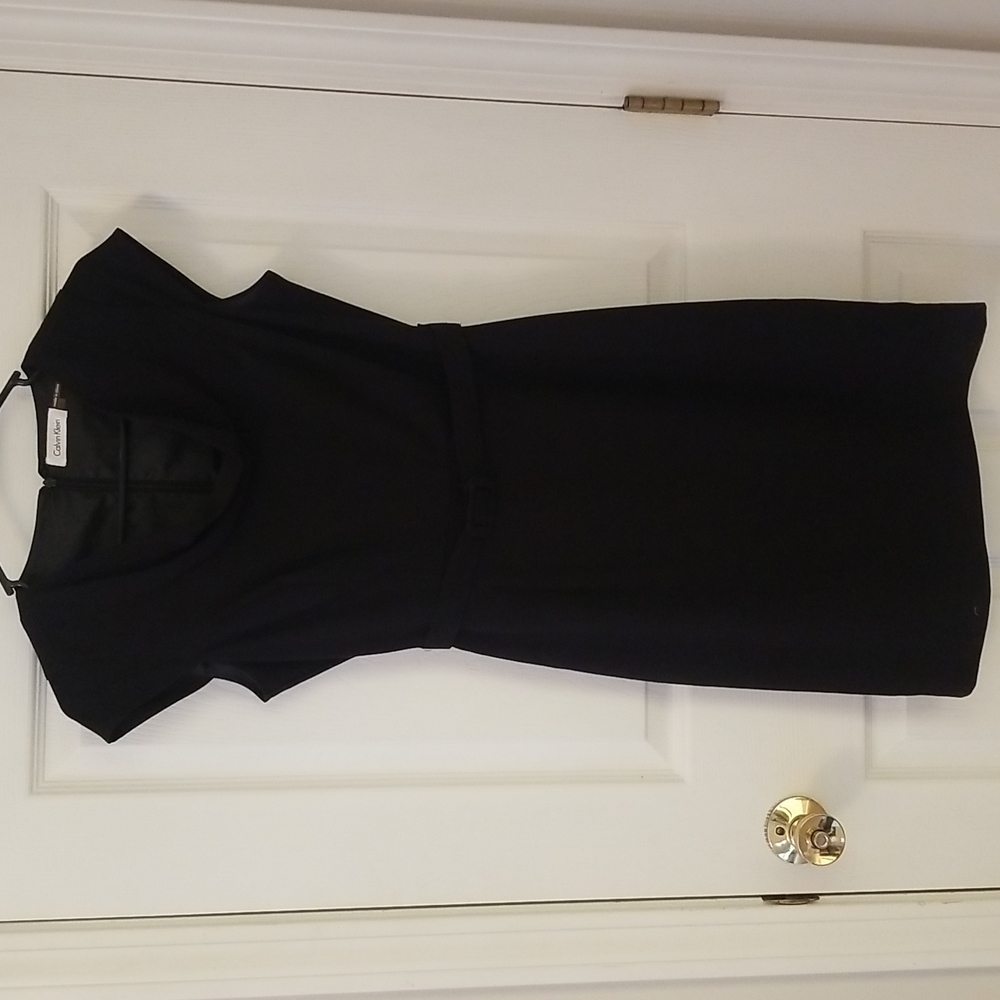 *Petite* Calvin Klein Black Midi Dress with Belt Size 2P